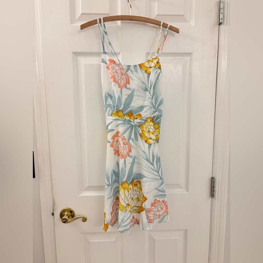 NWT Forever 21 Floral Midi Dress with Yellow and Orange Blooms